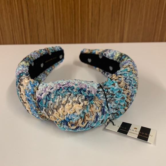 Lele Sadoughi Accessories - Lele Sadoughi Striped Raffia Knotted Headband - Ocean Breeze (NWT)